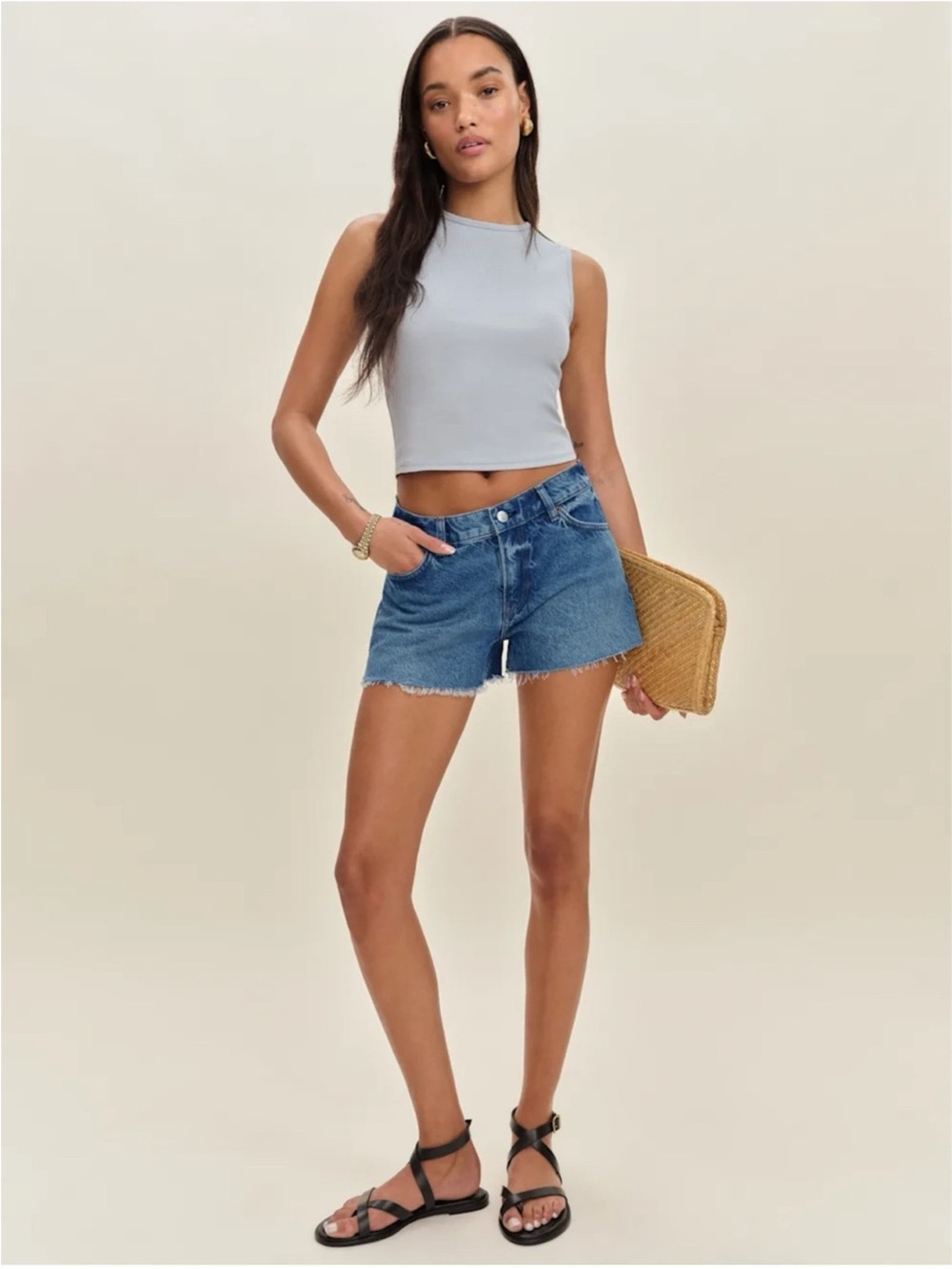 NWT Reformation Sutton Low Rise 2.5 Slouchy Jean Shorts Pepper 25 - Picture 8 of 9